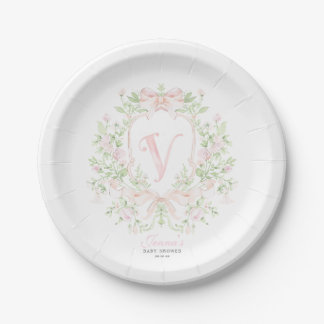 Plato De Papel Invitación de baby shower con escudo elegante