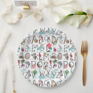 Plato De Papel Invitación de Baby Shower de alfabeto ABC