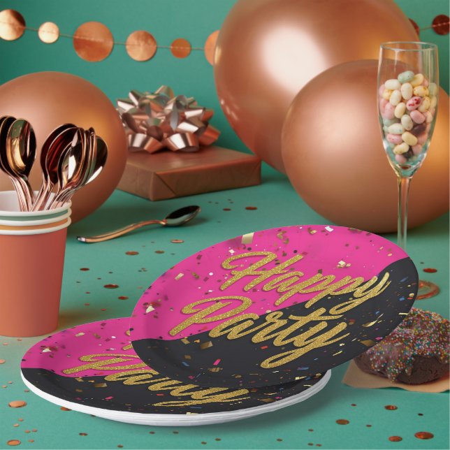 Plato De Papel Invitación de Confeti para Despedida de Soltera Úl (Multi)