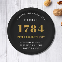 Plato De Papel Invitación de cumpleaños a Black Gold para cualqui