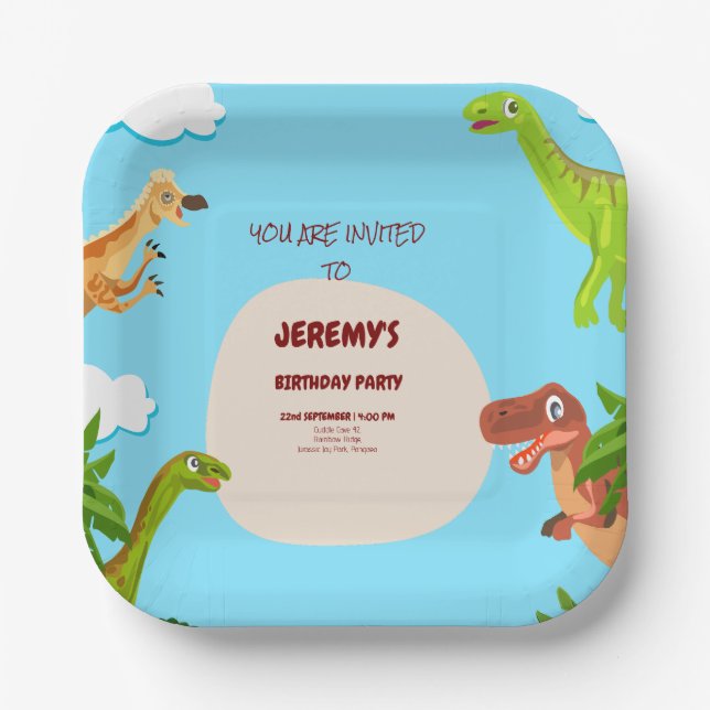 Plato De Papel Invitación de cumpleaños a los personalizados de D (Anverso)