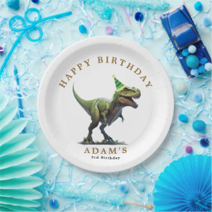 Plato De Papel Invitación de cumpleaños de dinosaurio, Cumpleaños