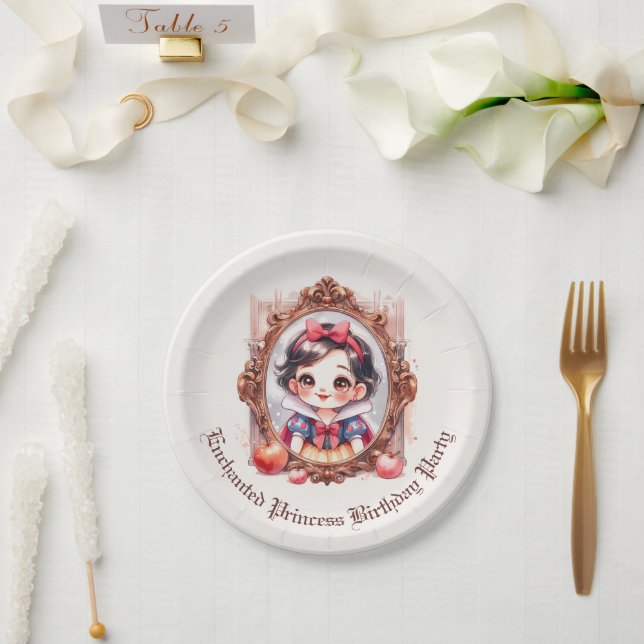 Plato De Papel Invitación de cumpleaños de la princesa encantada  (Boda)
