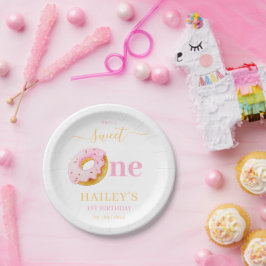 Plato De Papel Invitación de cumpleaños de Sweet One Donuts, Chic