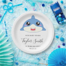 Invitación de cumpleaños de tiburón bebé lindo