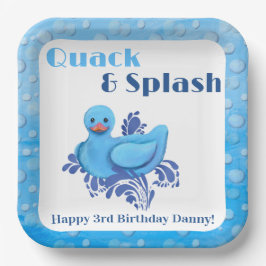 Plato De Papel Invitación de cumpleaños número 3 de Quack and Spl