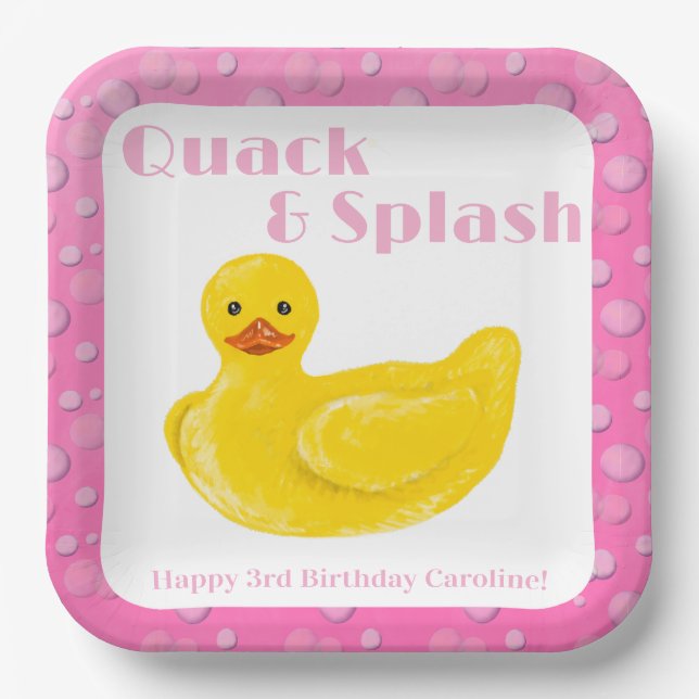 Plato De Papel Invitación de cumpleaños número 3 de Quack and Spl (Anverso)