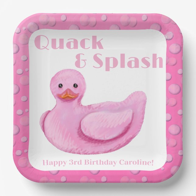 Plato De Papel Invitación de cumpleaños número 3 de Quack and Spl (Anverso)
