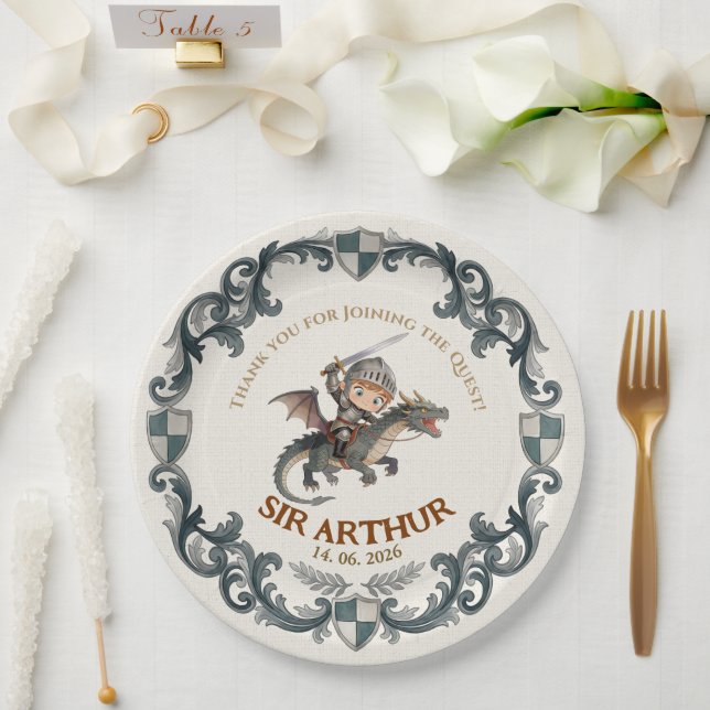 Plato De Papel Invitación de cumpleaños número uno de caballeros  (Boda)
