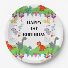 Plato De Papel Invitación de Cumpleaños para Niños de Dinosaurio 