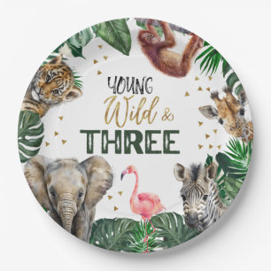 Plato De Papel Invitación de cumpleaños Wild & Three Safari