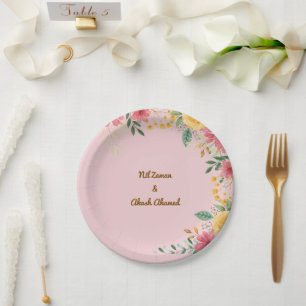 Plato De Papel Invitación de Despedida de Soltera con Nombre y Fl