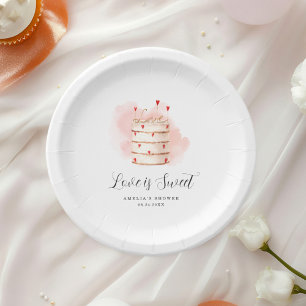 Plato De Papel Invitación de Despedida de Soltera Love Is Sweet