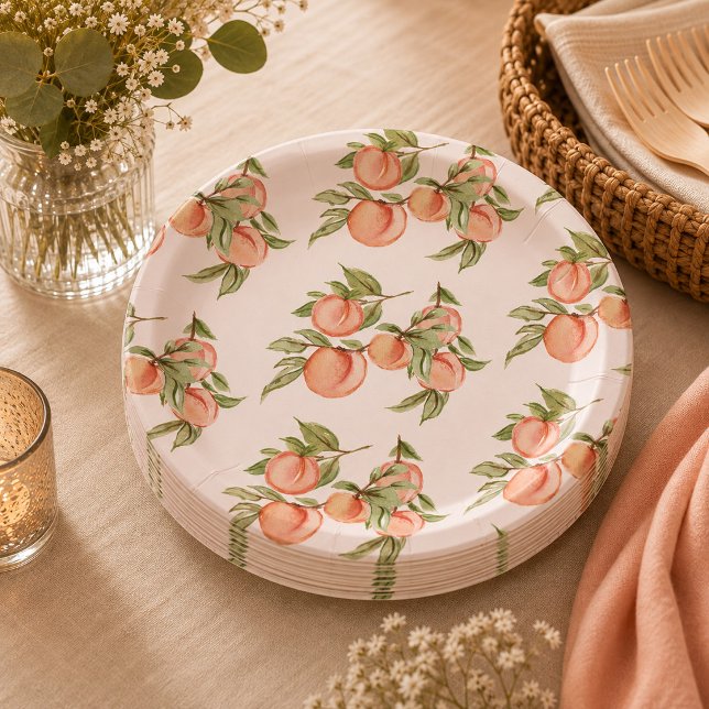 Plato De Papel Invitación de ducha de bebé de melocotón dulce (Subido por el creador)