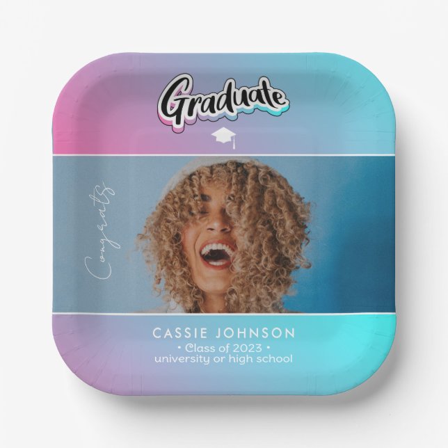 Plato De Papel Invitación de graduación (Anverso)