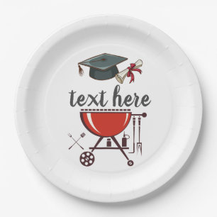 Plato De Papel Invitación de graduación a barbacoa, invitación