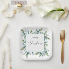 Plato De Papel Invitación del partido navidad Boho Spruce y Fir