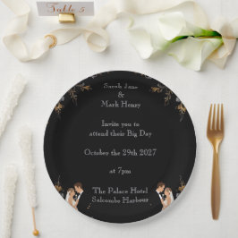 Plato De Papel Invitación Diseño de boda que puedes personalizar