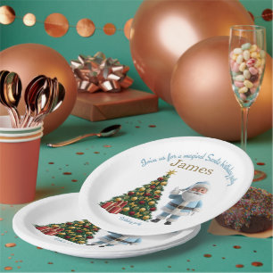 Plato De Papel Invitación mágica de cumpleaños de Santa