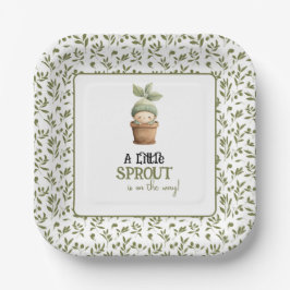 Plato De Papel Invitación para baby shower 'Un pequeño brote en c