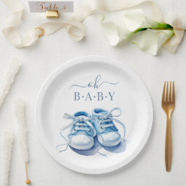 Plato De Papel Invitación para Baby Shower Zapatillas de Bebé, Ni