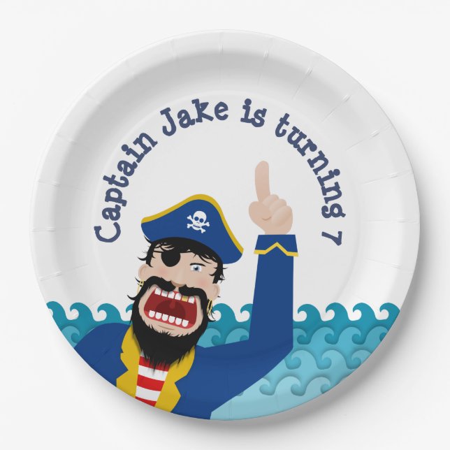 Plato De Papel Invitación pirata (Anverso)