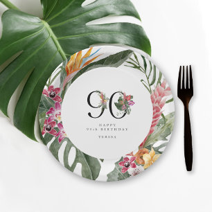 Plato De Papel Invitación tropical simple y elegante para el 90 c