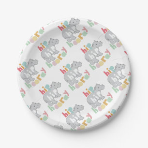 Plato De Papel ip Hip Hooray Gray Hippo Dibujar arte animal puro