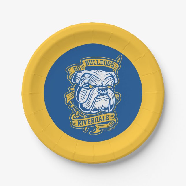 Plato De Papel Ir Bulldoges - Banner de la mascota Riverdale (Anverso)