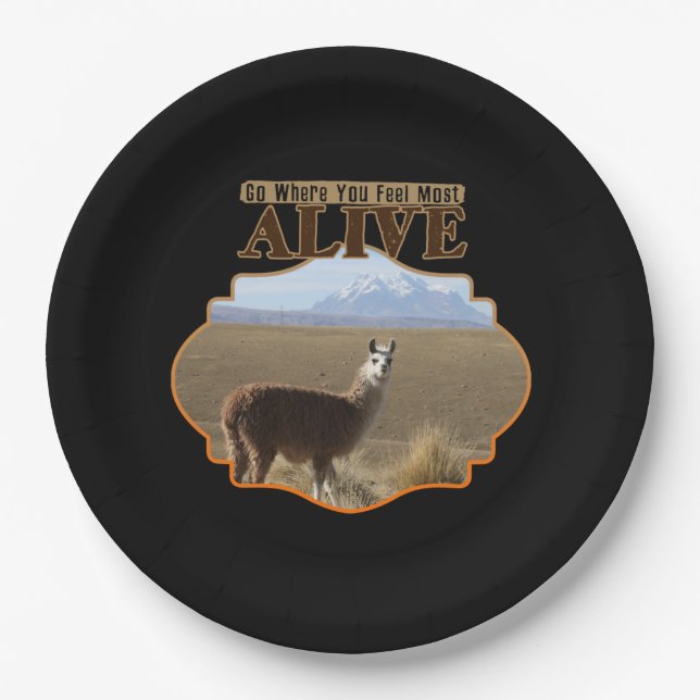 Plato De Papel Ir Donde Te Sientas Más Vivo Aventurero De Llama (Anverso)
