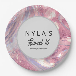 Plato De Papel Iridesecent Pink and Purple Sequin