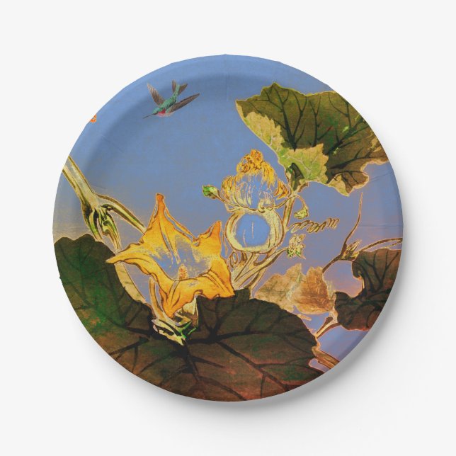 PLATO DE PAPEL IRIS AMARILLO JAPONÉS CIELO AZUL (Anverso)