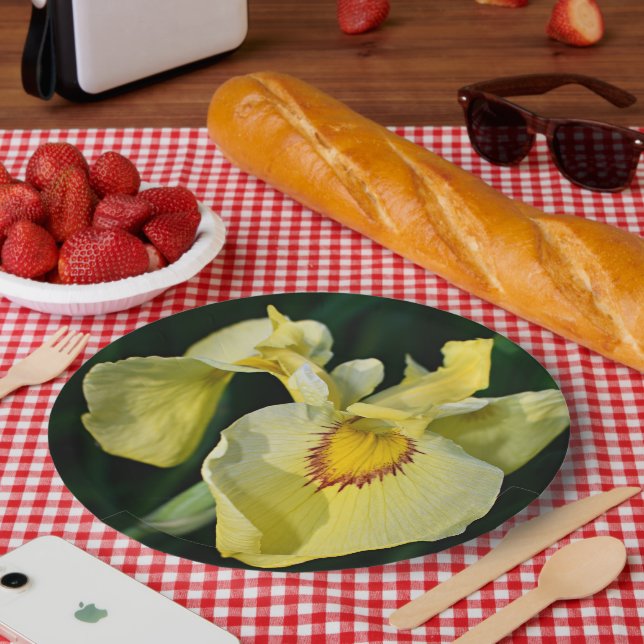 Plato De Papel Iris Floral amarillo japonés (Picnic)