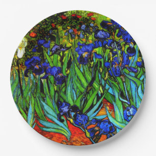 Plato De Papel Irises, famoso cuadro floral de Van Gogh