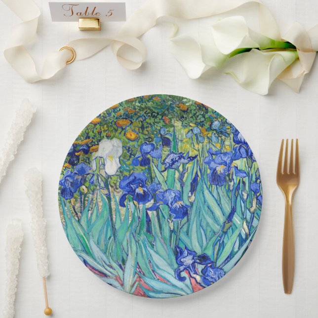 Plato De Papel Irises Vincent van Gogh (Boda)