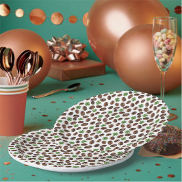 Plato De Papel Irish Coffee Beans and Shamrocks Funny Design