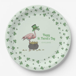 Plato De Papel Irish Shamrock Flamingo St. Patrick’s Day Party