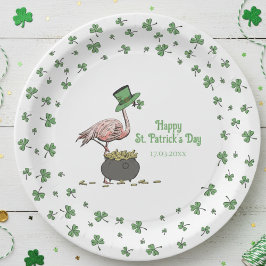 Plato De Papel Irish Shamrock Flamingo St. Patrick’s Day Party