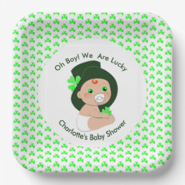 Plato De Papel Irlandés Baby Shower Leprechaun Lucky Shamrock