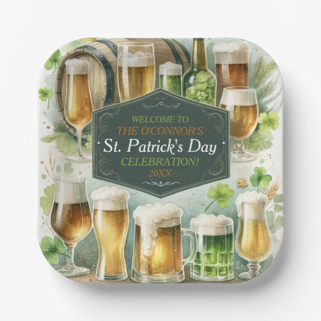 Plato De Papel Irlandeses saludan a Fiesta del Día de San Patrici (Anverso)