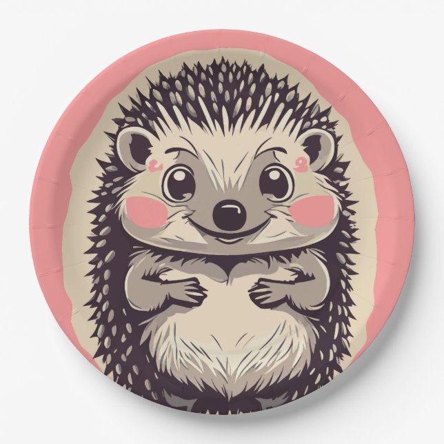 Plato De Papel Irresistiblemente Cute Hedgehog Hedgie (Anverso)
