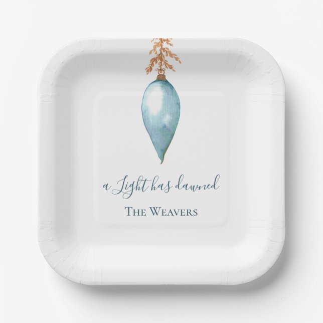 Plato De Papel Isaiah 9:2 Elegantes Navidades de acuarela moderna (Anverso)