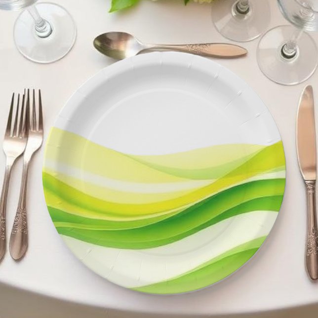 Plato De Papel Isla Citrus Verde y Amarillo (Island Citrus Green and Yellow Paper Plates )