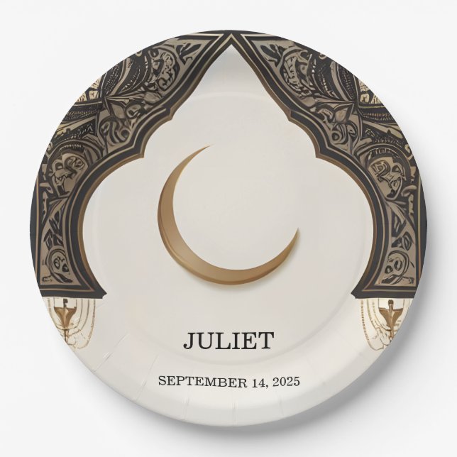 Plato De Papel Islam Nikah árabe Walima musulmana ducha de novia (Anverso)