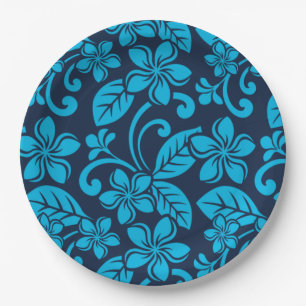 Plato De Papel ISLAND PLUMERIA (azul x 2)