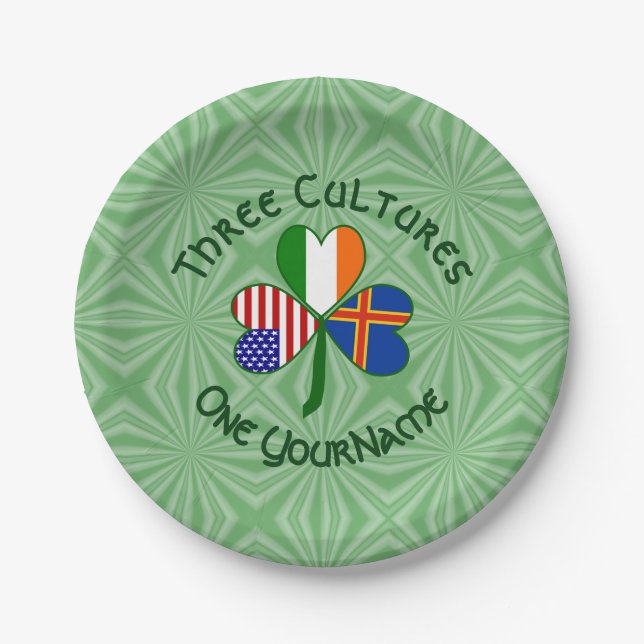 Plato De Papel Islas Åland Irlanda Estados Unidos Shamrock person (Anverso)