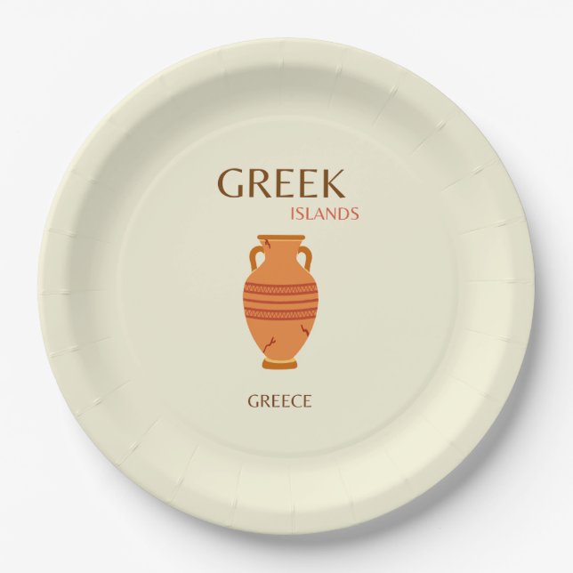 Plato De Papel Islas griegas, Grecia, viajes, retro, pastel (Anverso)