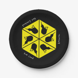 Plato De Papel Islas Kiwi Bird y Nueva Zelanda/Aotearoa (pizza)