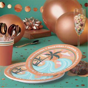 Plato De Papel Islas Tropicales Hawaianas Palmeras Buenas vibraci