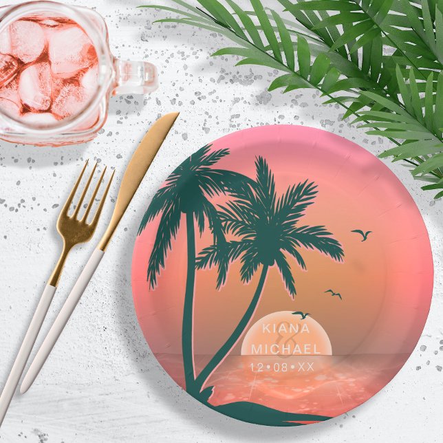 Plato De Papel Isle tropical Sunrise Boda Pink ID581 (Subido por el creador)